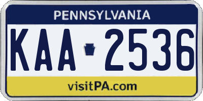 PA license plate KAA2536