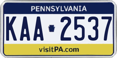 PA license plate KAA2537