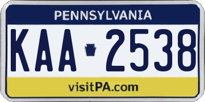 PA license plate KAA2538
