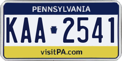 PA license plate KAA2541