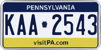 PA license plate KAA2543
