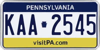 PA license plate KAA2545
