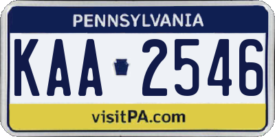 PA license plate KAA2546