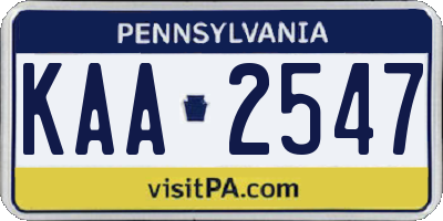 PA license plate KAA2547