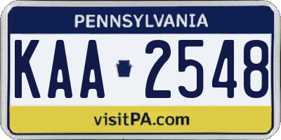PA license plate KAA2548