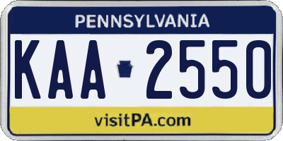 PA license plate KAA2550