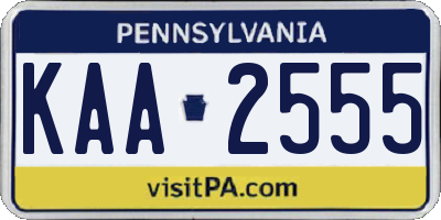 PA license plate KAA2555