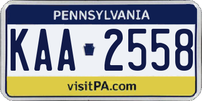 PA license plate KAA2558