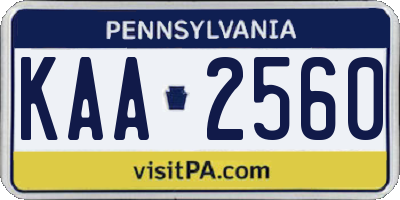 PA license plate KAA2560