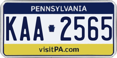 PA license plate KAA2565