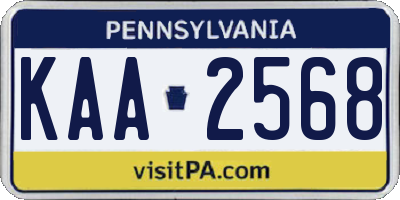 PA license plate KAA2568