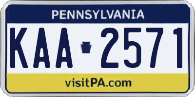 PA license plate KAA2571