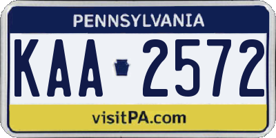PA license plate KAA2572