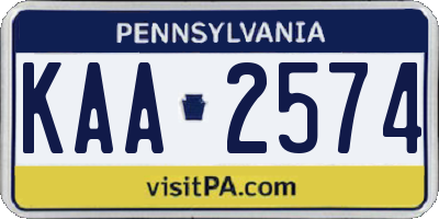 PA license plate KAA2574