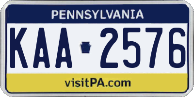 PA license plate KAA2576