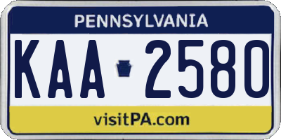 PA license plate KAA2580