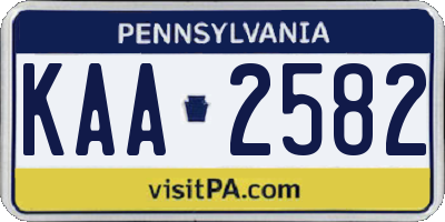 PA license plate KAA2582
