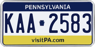 PA license plate KAA2583