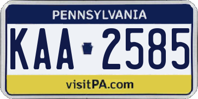 PA license plate KAA2585