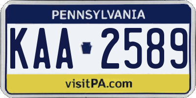 PA license plate KAA2589