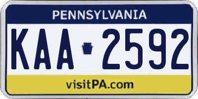 PA license plate KAA2592