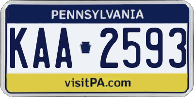 PA license plate KAA2593