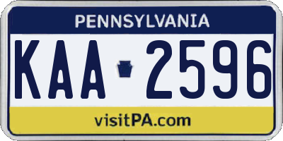 PA license plate KAA2596