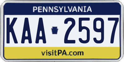 PA license plate KAA2597