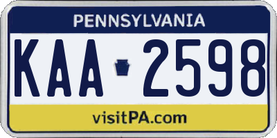 PA license plate KAA2598