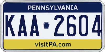 PA license plate KAA2604