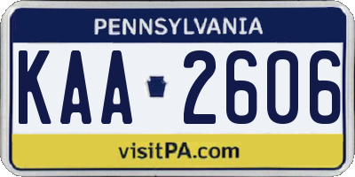 PA license plate KAA2606