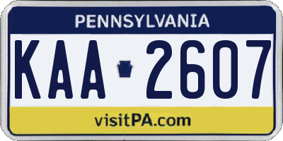 PA license plate KAA2607