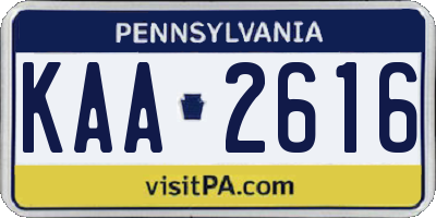 PA license plate KAA2616