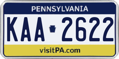PA license plate KAA2622