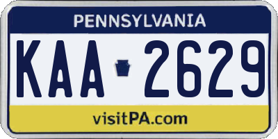 PA license plate KAA2629