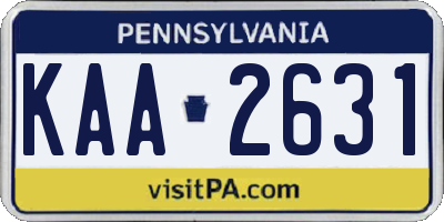 PA license plate KAA2631