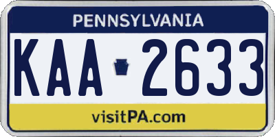 PA license plate KAA2633