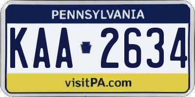 PA license plate KAA2634