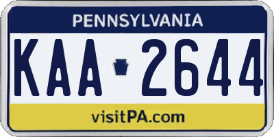 PA license plate KAA2644