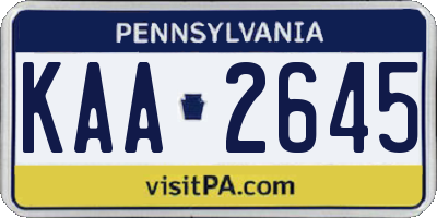 PA license plate KAA2645