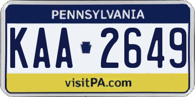 PA license plate KAA2649
