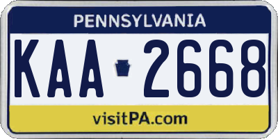 PA license plate KAA2668