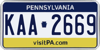 PA license plate KAA2669