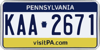 PA license plate KAA2671