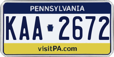 PA license plate KAA2672