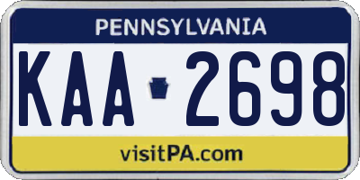 PA license plate KAA2698