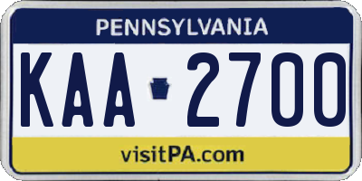 PA license plate KAA2700