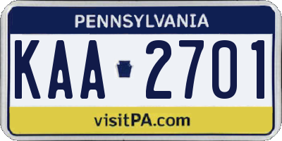 PA license plate KAA2701
