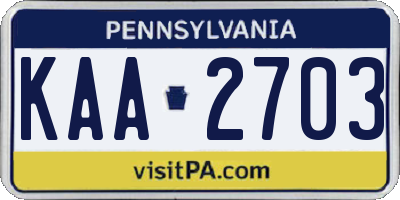 PA license plate KAA2703