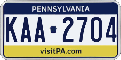 PA license plate KAA2704